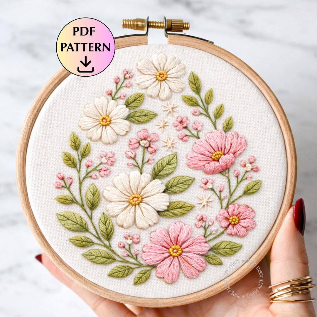 Floral Easter Egg Embroidery Pattern, Wildflower Spring Stitch PDF ...