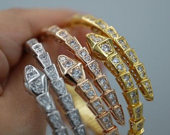 CZ Serpenti bracelet viper bangle 925 silver 18k gold plated