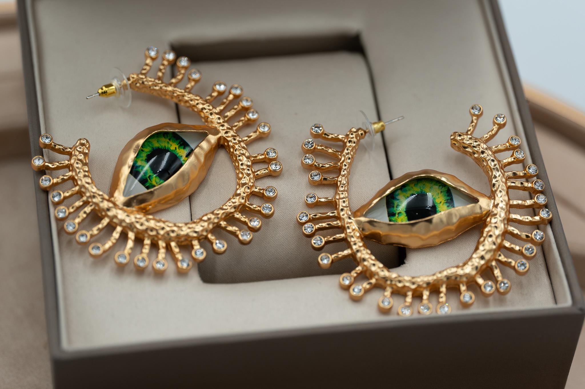 Schiaparelli Inspired Gold & Black Bird Lock Drop Earrings - Elegant Accessories Schiaparelli Pearl Place Vendôme Padlock Earrings - Drop  main image 3