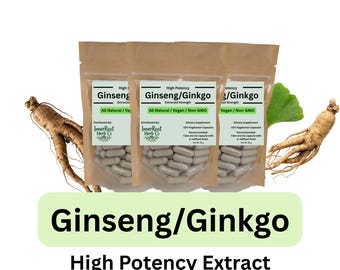 Panax Ginseng avec extrait de feuilles de ginkgo biloba - Standardisé à 80 % de ginsénosides - Gélules à base de plantes - Haute puissance - Adaptogène sans OGM