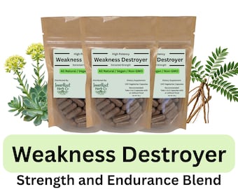 Weakness Destroyer - Strength And Endurance - Herbal Capsules - Shilajit - Ginseng - Herbal Supplement - Energy Blend