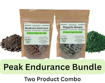 Pack Peak Endurance - Combo vert biologique/destructeur de faiblesses - Force naturelle et carburant d'endurance - Gélules à base de plantes
