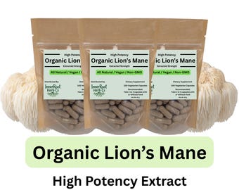 Champignon crinière de lion biologique - Gélules à base de plantes - Haute puissance - Corps fructifère uniquement - Adaptogène sans OGM - Supplément à base de plantes