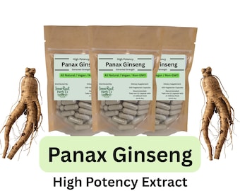 Panax Ginseng - Standardized To 80% Ginsenosides - Herbal Capsules - High Potency - NON-GMO Adaptogen - Energy