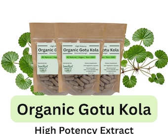 Gotu Kola biologique - Gélules à base de plantes - Extrait haute puissance 10x - Adaptogène SANS OGM - Supplément à base de plantes