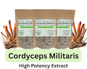 Fungo Cordyceps Militaris - Capsule a base di erbe - Alta potenza - Solo corpo fruttifero - Adattogeno non OGM - Integratore a base di erbe