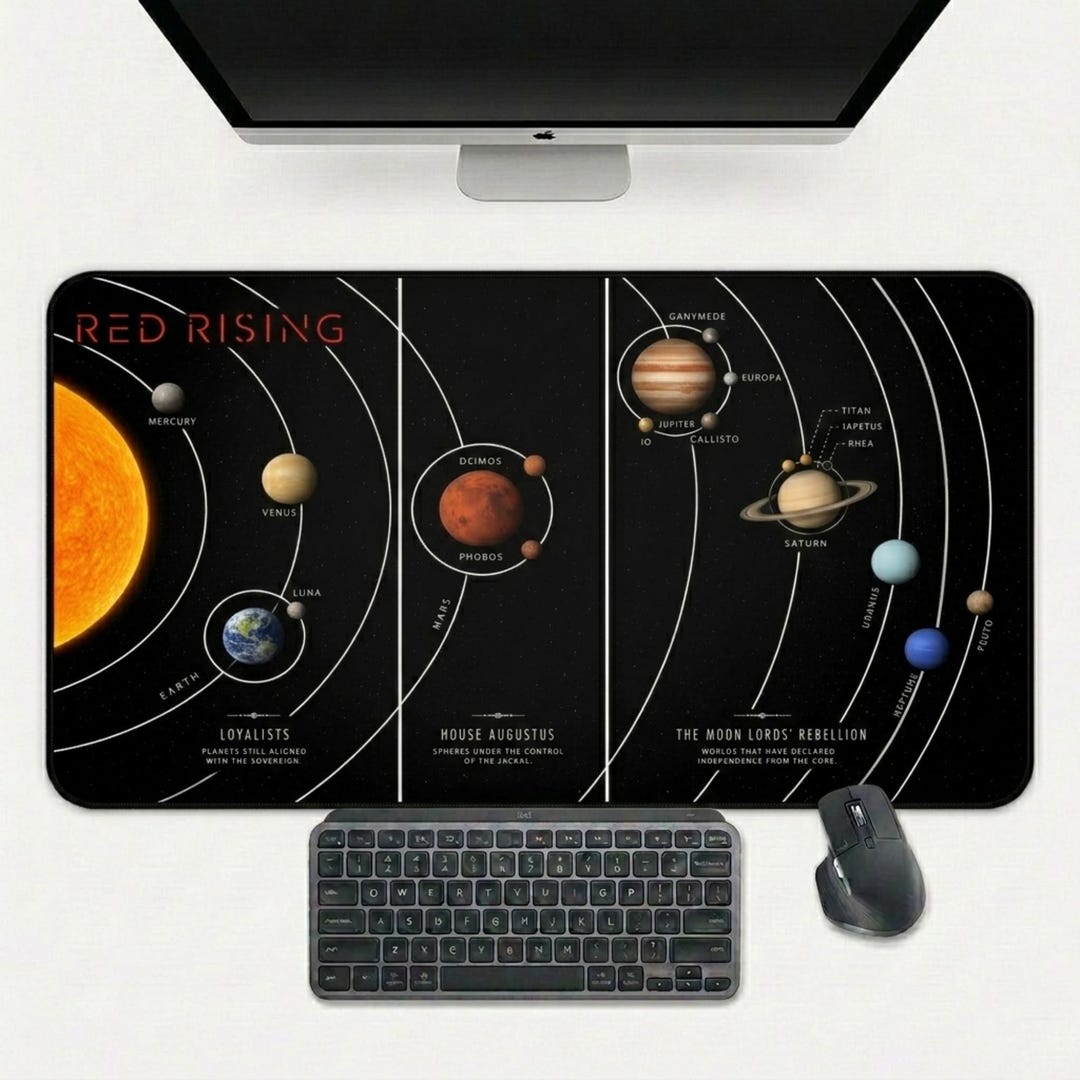 Solor System Desk Red Rising Solar System Desk Mat, Sci-fi Space Mouse Pad, Planet Orbit ...