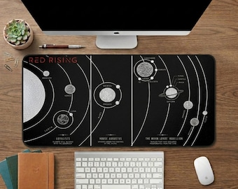 Red Rising Map Desk Mat, Solar System Mouse Pad, House Augustus Moon Lords Rebellion, Sci-Fi Bookish Gift, Pierce Brown Fan