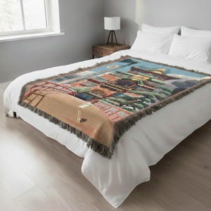 Spirited Away Bathhouse Woven Blanket - Studio Ghibli Anime Throw - Chihiro Inspired Cotton Tapestry Wall Art Gift image 5