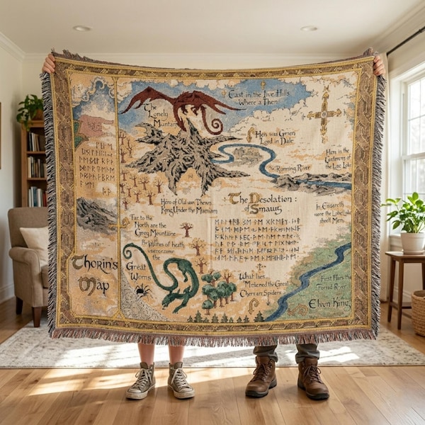 Thors Karte gewebte Decke | Der Hobbit Mittelerde Wandbehang