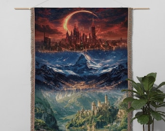 ACOTAR Night Court Woven Blanket, Crescent City & TOG Bookish Throw, Fantasy Map Decor, Gift for Bookish BookTok Fans, SJM Universe Merch