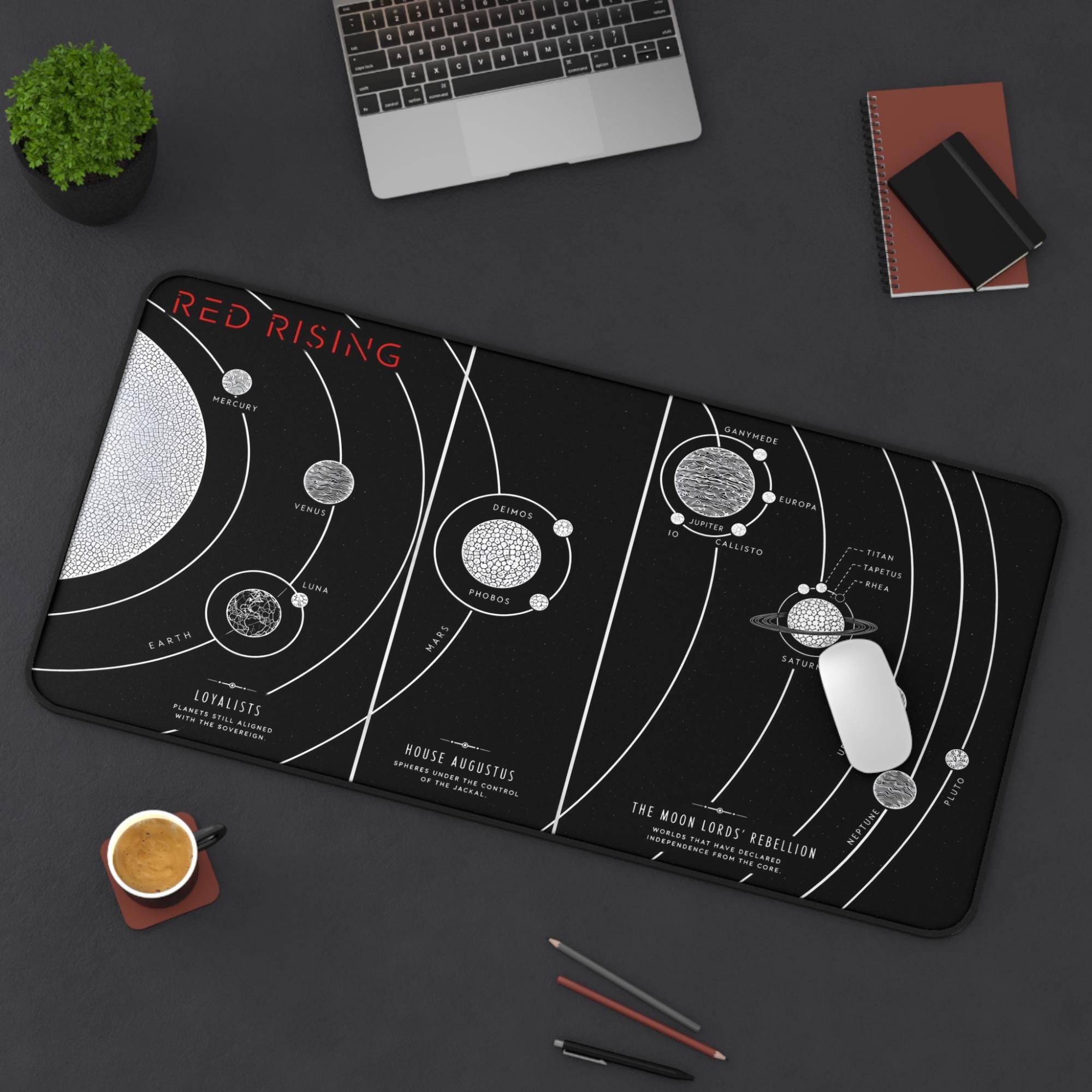Red Rising Map Desk Mat, Solar System Mouse Pad, House Augustus Moon ...
