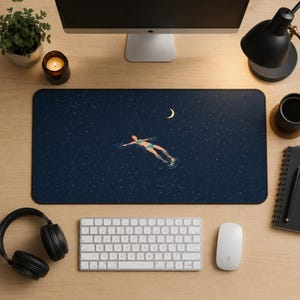 Himmlische Schreibtischunterlage, schwebend in den Sternen großes Mauspad, ästhetische Schreibtischunterlage, niedliches Gaming Mousepad, Sternenhimmel Bürodeko, niedliches Geschenk