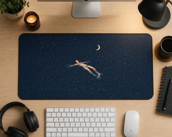 Celestial Desk Mat, Floating in Stars Large Mouse Pad, Aesthetic Desk Pad, Cute Gaming Mousepad, Starry Night Sky Office Decor, Cute Gift