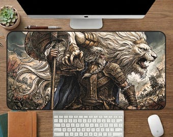 Godfrey Elden Ring Desk Mat, First Elden Lord Mouse Pad, Hoarah Loux Gaming Playmat, XXL Large Desk Pad, Epic Gamer Gift, Office Decor