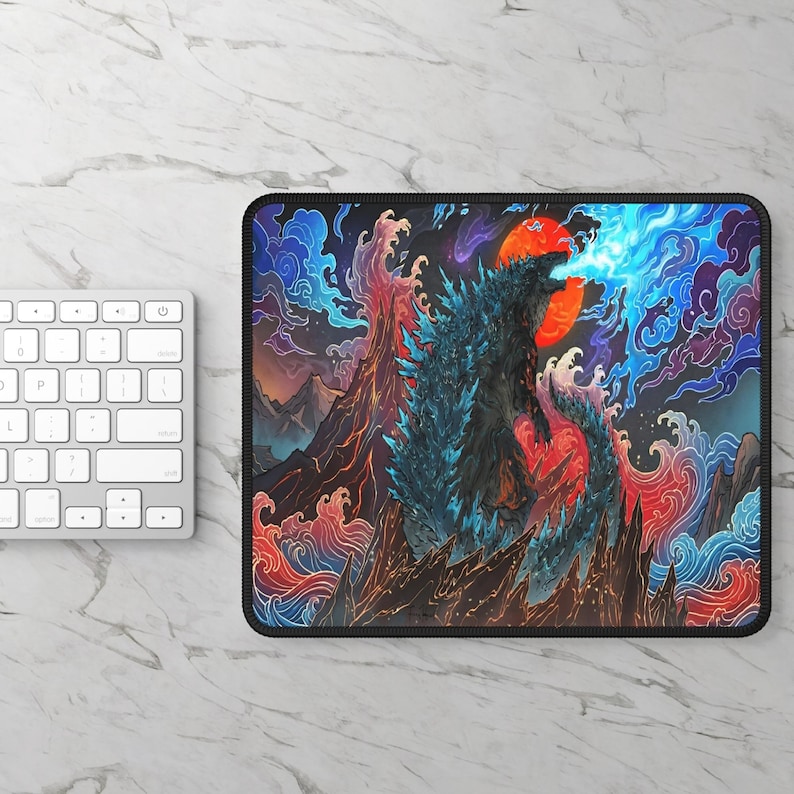 Godzilla Desk Mat,Anime Mouse Pad, Japanese Wave Art, Gaming Desk Pad, Kaiju Keyboard Mat, Otaku Gamer Gift image 9