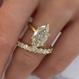 2 CT Marquise Cut Moissanite Engagement Ring, 14K Solid Gold Curved Pave Wrap Wedding Ring, Non Traditional Bridal Ring Vintage Promise Ring