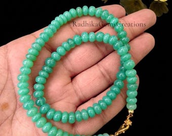 Colar de Crisoprásio Brilhante com Contas, Contas Rondelle Lisas de Crisoprásio de 7-8 mm, Joia Ideal para Festas e Presentes