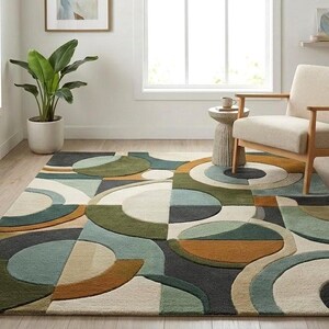 Handmade Tufted Geometric Area Rug Modern Abstract Living Room Carpet Decor