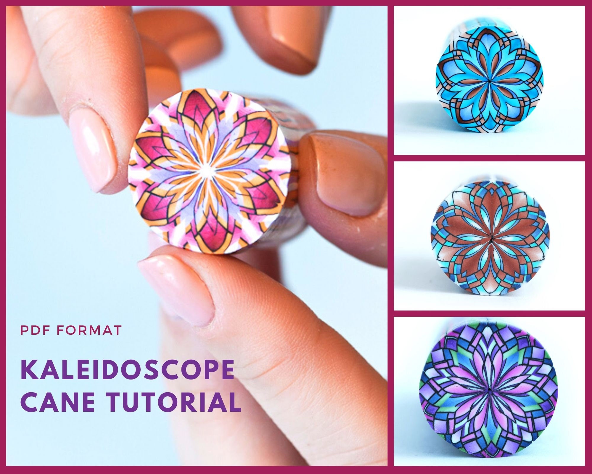 Polymer clay tutorial Kaleidoscope cane tutorial PDF Etsy