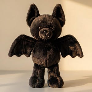 Black Bat Plush Toy, 30cm Posable Stuffed Animal Bat, Gothic Home Decor, Cute Spooky Plushie, Halloween Gift for Kids, Soft Bat Doll, Plushy
