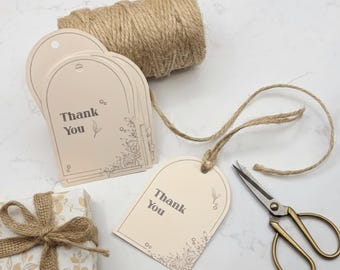 Botanical Thank You Tags | Minimalist Light Beige Gift Wrap  Set of 9 Designs