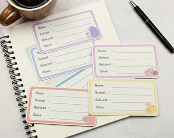 Custom Name Stickers | Colorful Pastel Cheerful Label Sheet | Personalized Waterproof School Supplies Tags