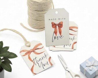 White Red Minimalist Thank You Tags | Modern Bold Gift Wrap Labels | 9sets