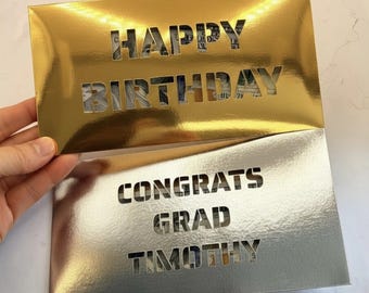 Gold Metallic Money Holder Envelope - Luxury Congrats Grad Cash Sleeve - Gift Card Holder