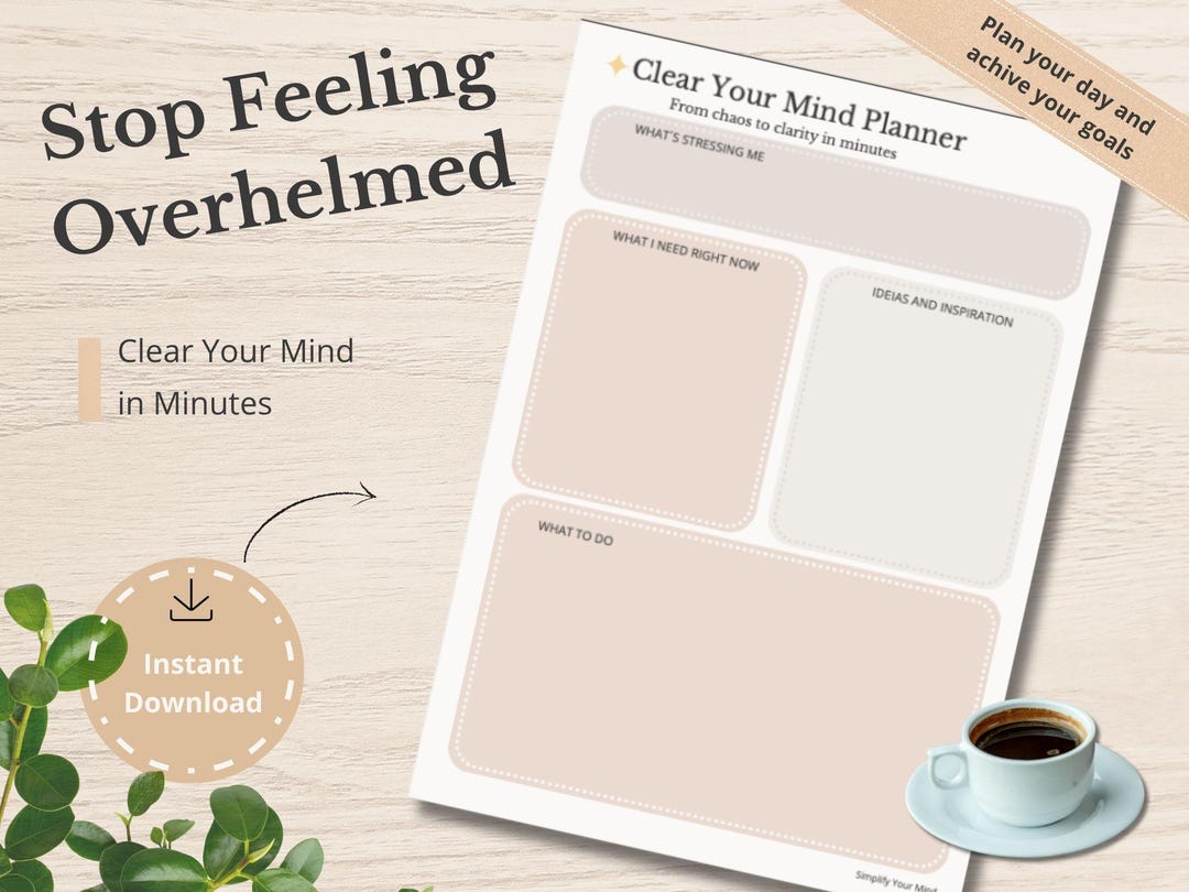 Brain Dump Printable | Mental Clarity Worksheet | Overthinking ...