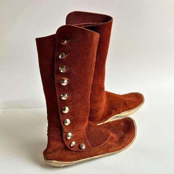 Moccasins with 10 Side Buttons Handmade Leather V… - image 2