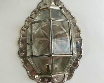 Mexican Tin Stamped Wall Sconce Vintage 1980's