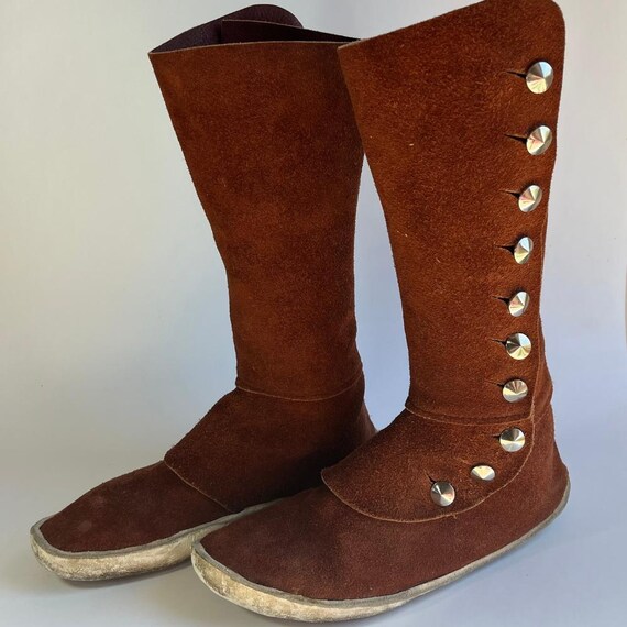 Moccasins with 10 Side Buttons Handmade Leather V… - image 9