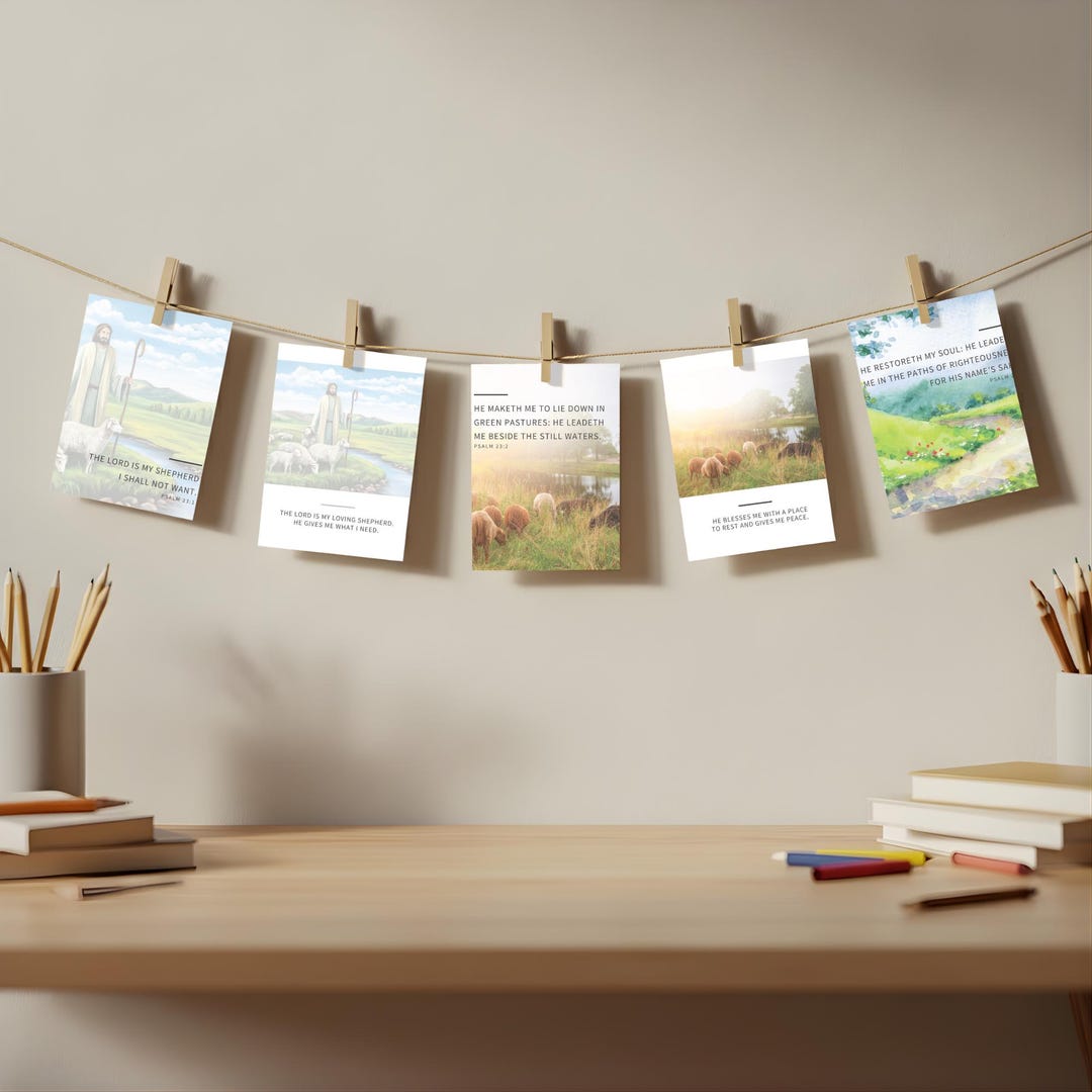 Psalm 23 Bible Memory Cards for Kids. Scripture Memorization Printable ...