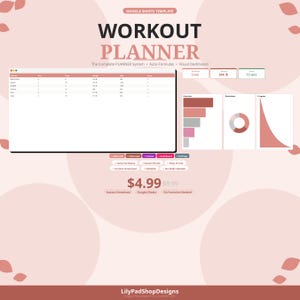 Workout Tracker Google Sheets Template Fitness Planner Exercise Log Gym Tracker Weight Loss Tracker Digital Workout Journal Spreadsheet