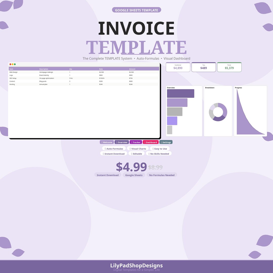 Freelancer Invoice Tracker Google Sheets Template (instant Download) - Etsy