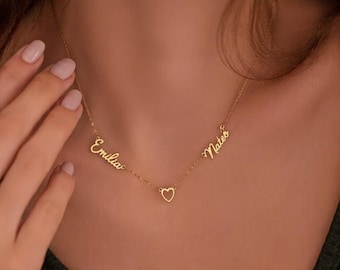 Collana con nome personalizzata in oro, collana con nome da donna, gioiello personalizzato da 1 a 3 nomi, regalo per donna