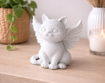 Figura de gato alado impresa en 3D / Estatua de gatito ángel /
