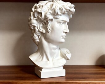 Escultura del busto de David, estatua grecorromana para decoración del hogar.