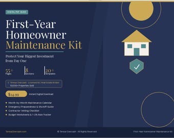 First-Year Homeowner Maintenance Kit | Month-by-Month Calendar, Checklists (Digital PDF)