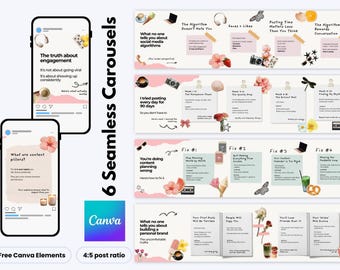 Plantillas para redes sociales estilo álbum de recortes, kit para publicaciones de historias de Instagram, plantilla de Canva (descarga digital)