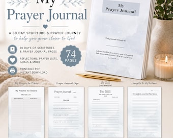Prayer Journal Printable Faith Based Journal Template Devotional Workbook Christian Scripture Writing Pages Bible Study Gratitude Reflection
