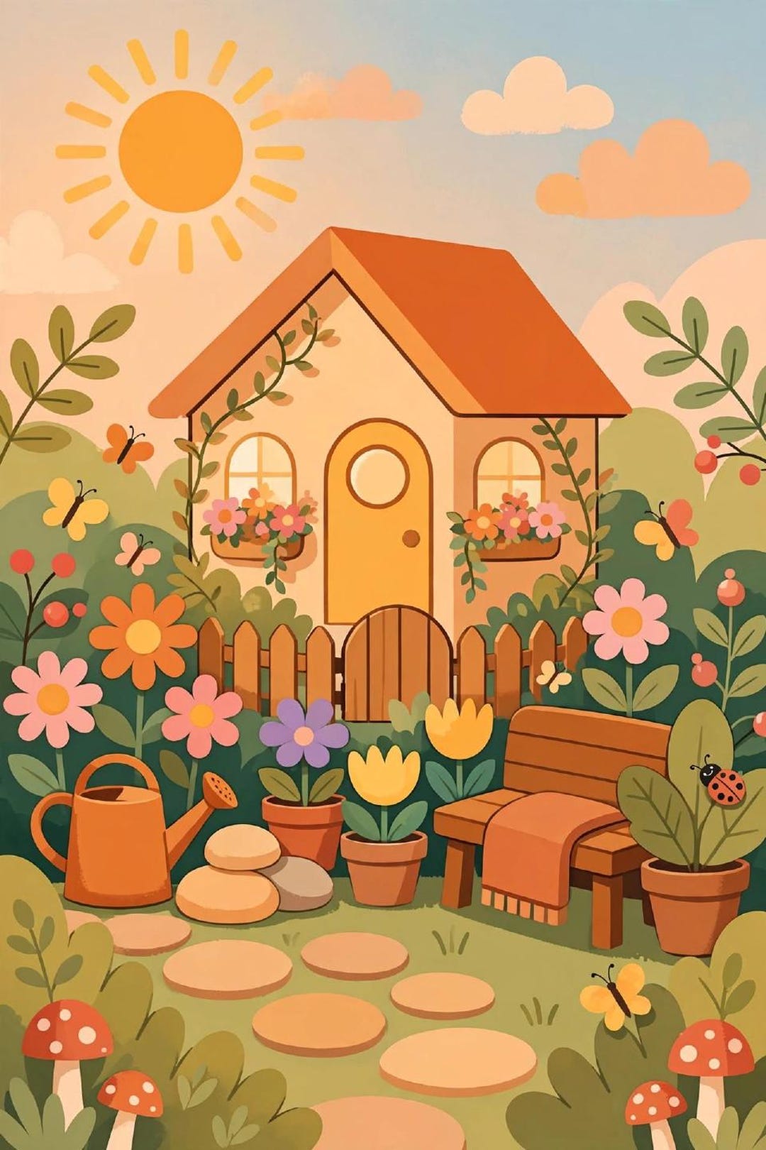 Simple Backyard Coloring Pages Cozy Garden Coloring Book PDF | 50 Bold & Easy Pages for Markers ...