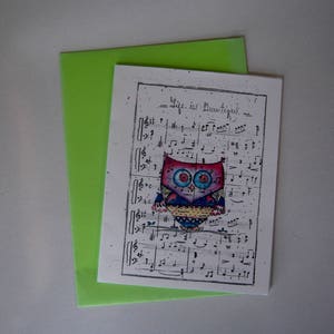 Eule Karte Notenblatt Schlichte Geburtstag Dankeskarte Blanko Klavier Musik Lehrer Party Gratulation Abschluss Abschluss Kinderkind Kleinkind Valentinstag