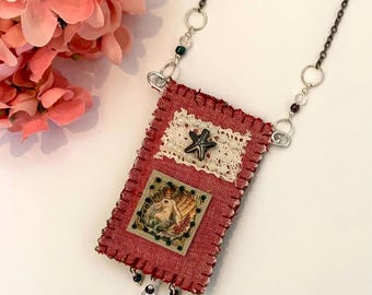 Necklace Sea women vintage mermaid amulet boho bohemian spiritual gift for her positive good vibe casual bogo tribal ethnic chic handmade