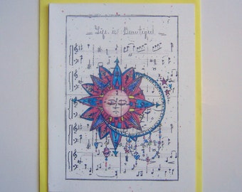 Funny plain card Valentine card birthday cards thank you moon sun blank handmade print music sheet star colorful tattoo style graduation lol