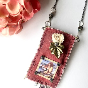 Mermaid Vintage Necklace Amulet bag Boho tribal style Bohemian woman free good vibe ethnic Handmade unique Free spirit gift Bogo chic casual