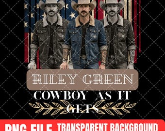 Riley Green Cowboy As It Gets Tour 2026 PNG, T-Shirt Design (Digital Download)