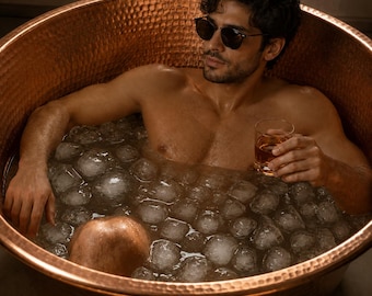 Handmade Hammered Copper Bathtub, Moroccan Copper Soaking Tub, Freestanding Luxury Bath