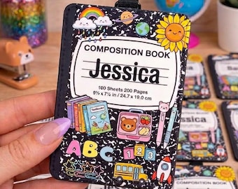 Aangepaste leraar ID-badgehouder, gepersonaliseerd naamplaatje, compositie boekontwerp, kawaii schoolbenodigdheden, waardering leraar, terug naar school